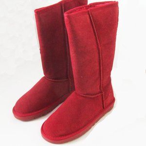 Women TPR Sole Winter Medium Boots Suede Upper in Red SZ4